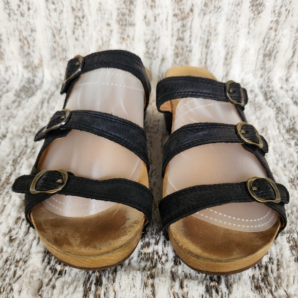 Dansko "Tarin" Leather Strappy Wedge Sandal Black | Women's Size 40 EU 9.5 10 US - Picture 4 of 12